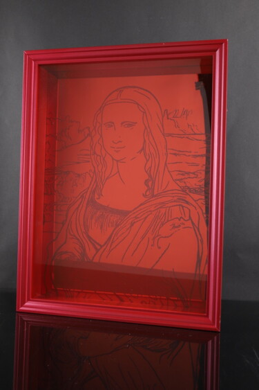 Estampas & grabados titulada "only red Mona Lisa" por Vincent Sabatier (VerSus), Obra de arte original, Grabado