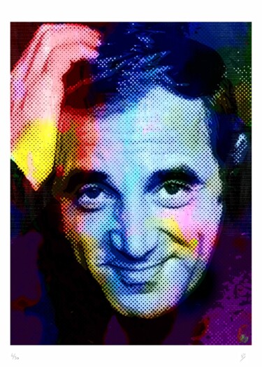 Printmaking titled "Sérigraphie Aznavour" by Vincent Sabatier (VerSus), Original Artwork, Screenprinting
