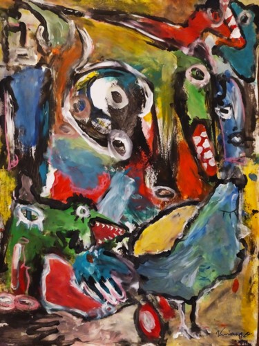 Peinture intitulée "Composition figurat…" par Vincenzo, Œuvre d'art originale, Acrylique