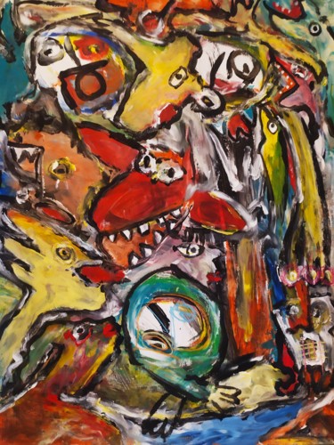 Peinture intitulée "Composition figurat…" par Vincenzo, Œuvre d'art originale, Acrylique