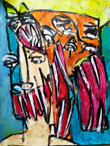 Painting titled "Composition figurat…" by Vincenzo, Original Artwork, Acrylic