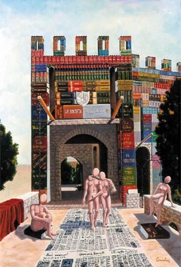Pittura intitolato "Castello di parole" da Vincenzo Conciatori, Opera d'arte originale, Olio