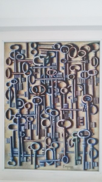Pittura intitolato "vecchie chiavi" da Vincenzo Empireo, Opera d'arte originale, Olio