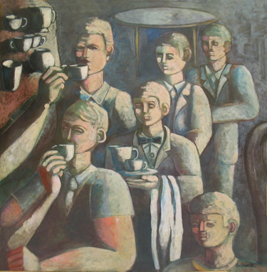 Painting titled "la-tazzina-di-caffe…" by Vincenzo Empireo, Original Artwork, Tempera