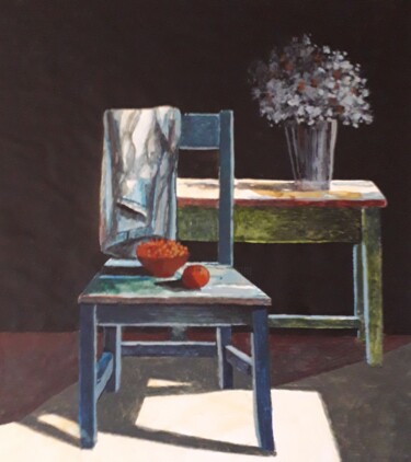 Pittura intitolato "Una sedia un tavolo…" da Vincenzo (Enzo) Forletta, Opera d'arte originale, Acquarello