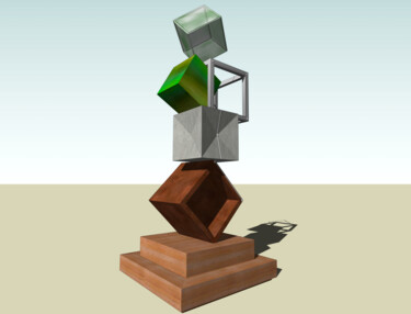 Skulptur mit dem Titel "Cubes Boréales" von Vincenzo Galati, Original-Kunstwerk, Edelstahl