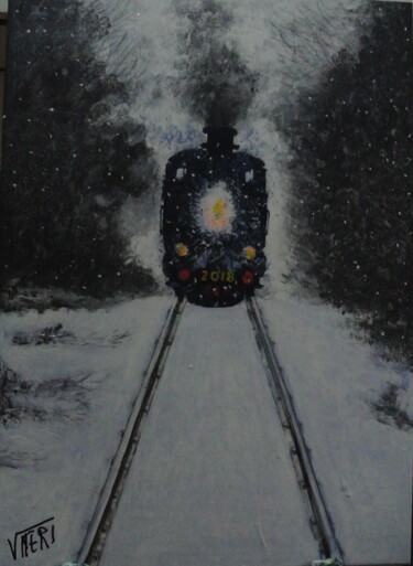 Painting titled "IL TRENO , LA LUCE" by Vincenzo Neri, Original Artwork, Acrylic