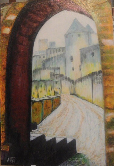 Painting titled "BORGO MEDIEVALE , I…" by Vincenzo Neri, Original Artwork, Acrylic