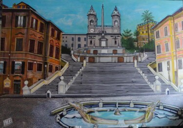 Картина под названием "P.DI SPAGNA - ROMA…" - Vincenzo Neri, Подлинное произведение искусства, Акрил