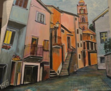 Painting titled "PAESE - BORGO  DELL…" by Vincenzo Neri, Original Artwork, Acrylic
