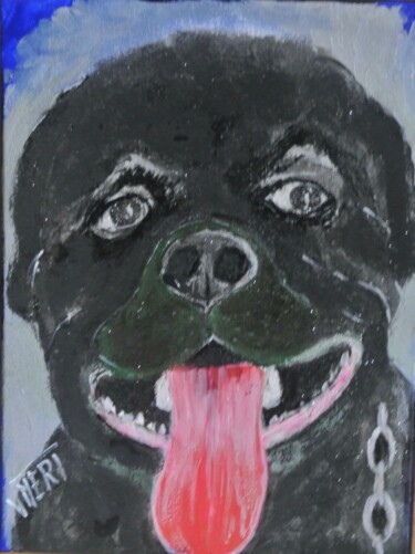 Painting titled "IL  CANE" by Vincenzo Neri, Original Artwork, Acrylic Mounted on Wood Panel