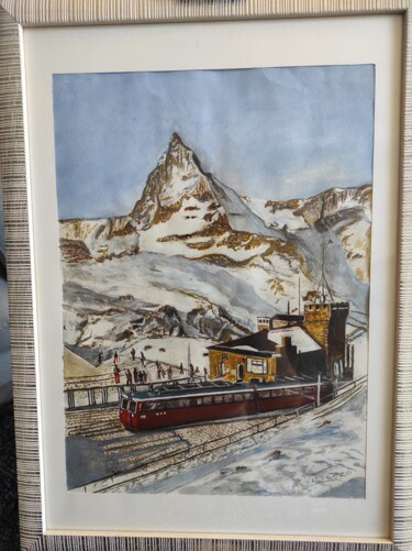 Pintura titulada "Treno in montagna" por Vincenzo Piras, Obra de arte original, Acuarela