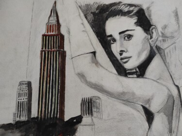 Pittura intitolato "Audrey Hepburn" da Vincenzo Piras, Opera d'arte originale, Matita