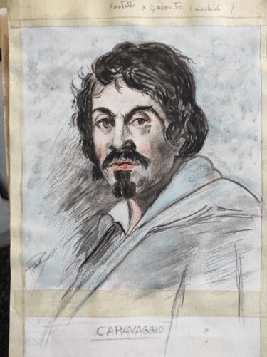 Painting titled "Bozzetto Caravaggio" by Vincenzo Piras, Original Artwork, Pastel