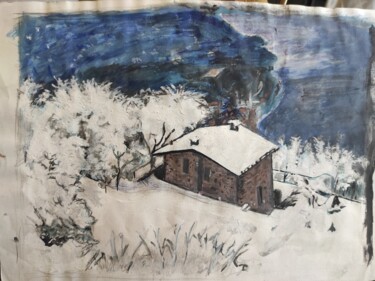 Pittura intitolato "Nevicata" da Vincenzo Piras, Opera d'arte originale, Acquarello