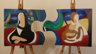 Pittura intitolato "Gioconda & Dama con…" da Scafato, Opera d'arte originale, Olio