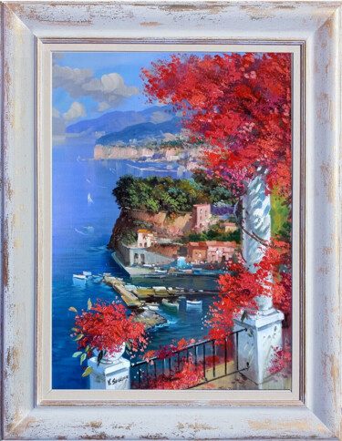 Pintura titulada "Sorrento seaside ve…" por Vincenzo Somma, Obra de arte original, Oleo Montado en Bastidor de camilla de ma…