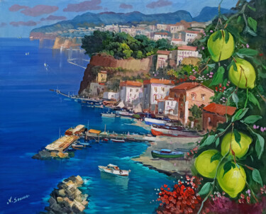 Картина под названием "Fruit & Flowers - S…" - Vincenzo Somma, Подлинное произведение искусства, Масло Установлен на Деревян…