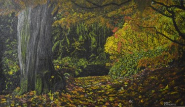Pittura intitolato "il bosco d'autunno" da Vincenzo Attianese, Opera d'arte originale, Olio