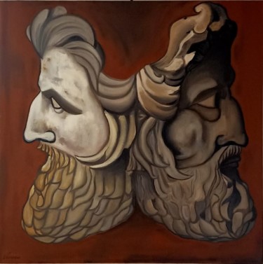 Peinture intitulée "JANVS BIFRONS" par Vincenzo Cohen, Œuvre d'art originale, Huile