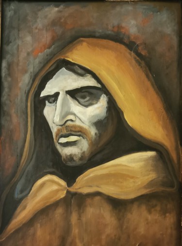 Painting titled "Giordano Bruno" by Vincenzo Cohen, Original Artwork, Oil