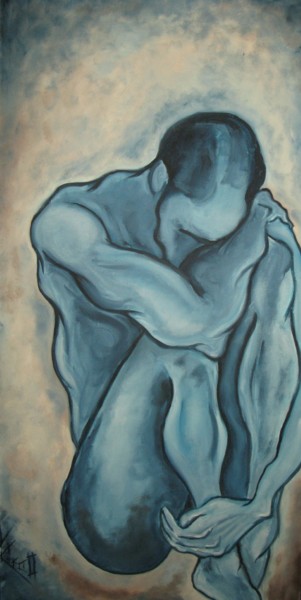 Painting titled "Solitudine" by Vincenzo Cohen, Original Artwork, Oil Mounted on Wood Panel