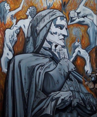 Pittura intitolato "Viaggio di Dante al…" da Vincenzo Cohen, Opera d'arte originale, Olio