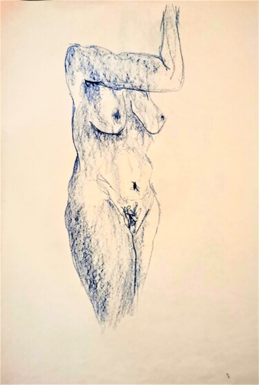 Рисунок под названием "Nudo femminile" - Vincenzo Cohen, Подлинное произведение искусства, Пастель