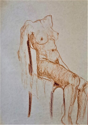 "Nudo di donna seduta" başlıklı Resim Vincenzo Cohen tarafından, Orijinal sanat, Pastel