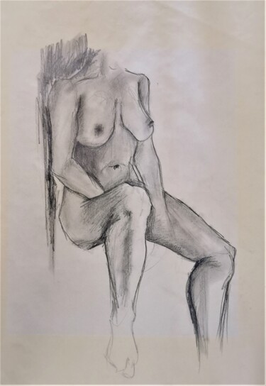 Tekening getiteld "Corpo femminile" door Vincenzo Cohen, Origineel Kunstwerk, Potlood