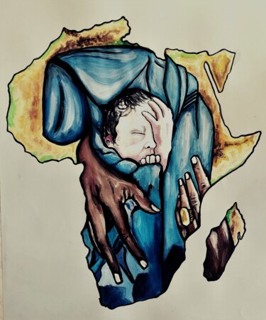 Pittura intitolato "Madre Africa" da Vincenzo Cohen, Opera d'arte originale, Tempera