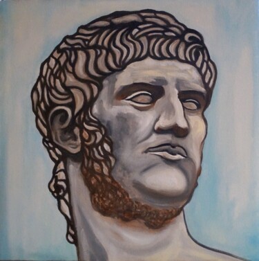 Painting titled "Nerone" by Vincenzo Cohen, Original Artwork, Oil Mounted on Wood Stretcher frame