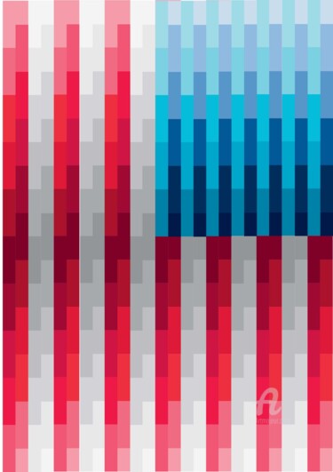 Цифровое искусство под названием "American Flag (Drap…" - Vinci Art, Подлинное произведение искусства, Цифровая живопись