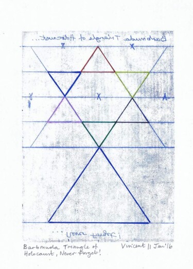 Printmaking titled "Barbuda Triangle of…" by Vinci Art, Original Artwork, Monotype