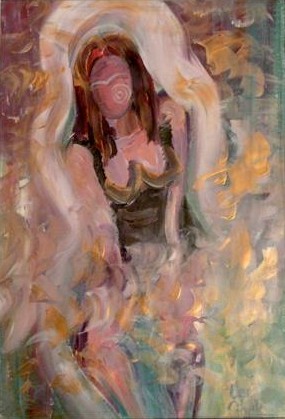 Peinture intitulée "Aura angélique" par Angela Vincze, Œuvre d'art originale, Huile