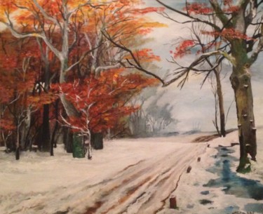 Painting titled "Early snow" by Hossinbnl, Original Artwork, Acrylic