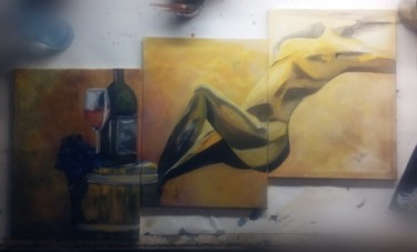 Painting titled "floating body" by Hossinbnl, Original Artwork, Acrylic