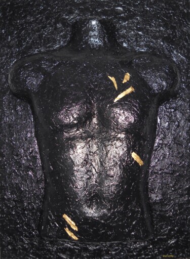 Escultura titulada "Black phoenix" por Vinet-Larente, Obra de arte original, Yeso Montado en Panel de madera
