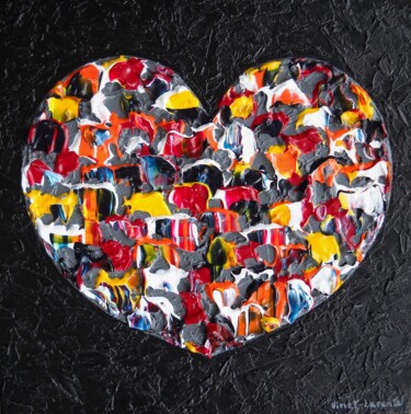 Peinture intitulée "Coeur de pierre et…" par Vinet-Larente, Œuvre d'art originale, Acrylique Monté sur Châssis en bois