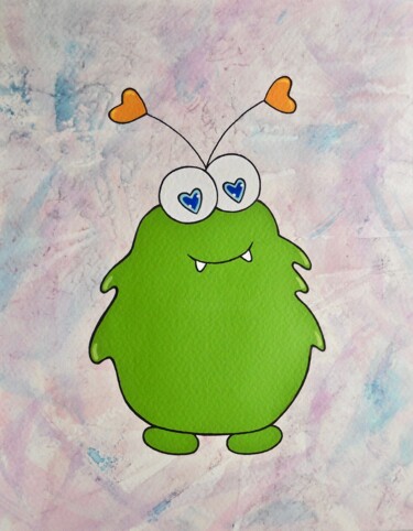 Painting titled "Ti-Monstre (Coll. M…" by Vinet-Larente, Original Artwork, Gouache