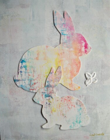 Collages intitulée "Tendresse (Oeuvre e…" par Vinet-Larente, Œuvre d'art originale, Acrylique Monté sur Autre panneau rigide