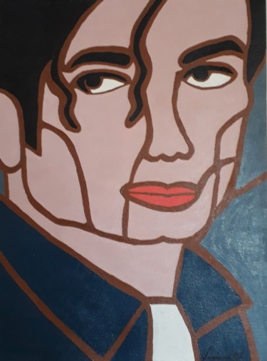 Painting titled "The King of Pop" by Vinícius Ricardo Guimarães, Original Artwork, Acrylic