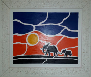 Painting titled "The Elephants" by Vinícius Ricardo Guimarães, Original Artwork, Acrylic