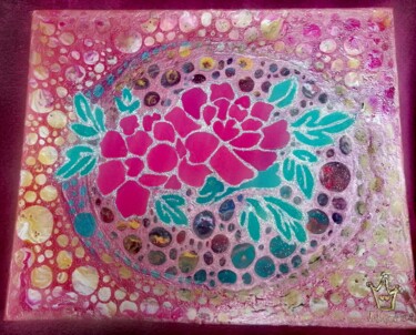 绘画 标题为“Pink Flower Venusia” 由Vinie Wood, 原创艺术品, 丙烯
