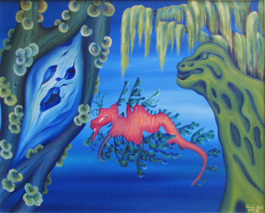 Painting titled "Underwater illusion" by Vinko Hlebs, Original Artwork, Oil