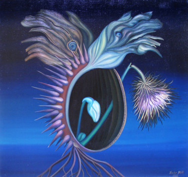 Картина под названием "Chestnut with flowe…" - Vinko Hlebs, Подлинное произведение искусства, Масло