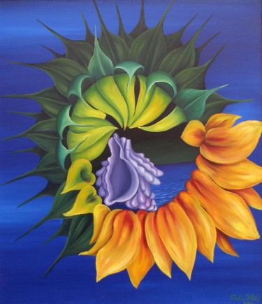 Painting titled "Sunflower" by Vinko Hlebs, Original Artwork, Oil