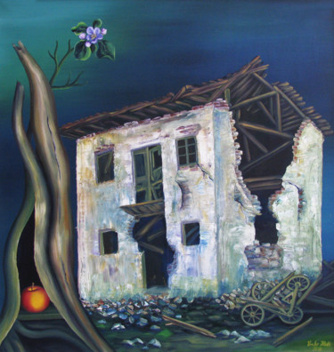 Malerei mit dem Titel "Old House New Life" von Vinko Hlebs, Original-Kunstwerk, Acryl