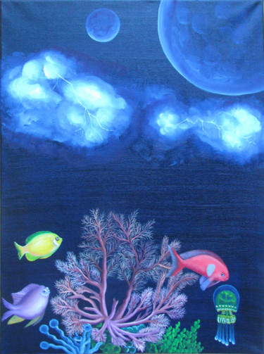 Malerei mit dem Titel "Between The Sky and…" von Vinko Hlebs, Original-Kunstwerk, Öl