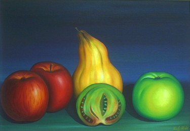 Painting titled "Still life r" by Vinko Hlebs, Original Artwork, Oil